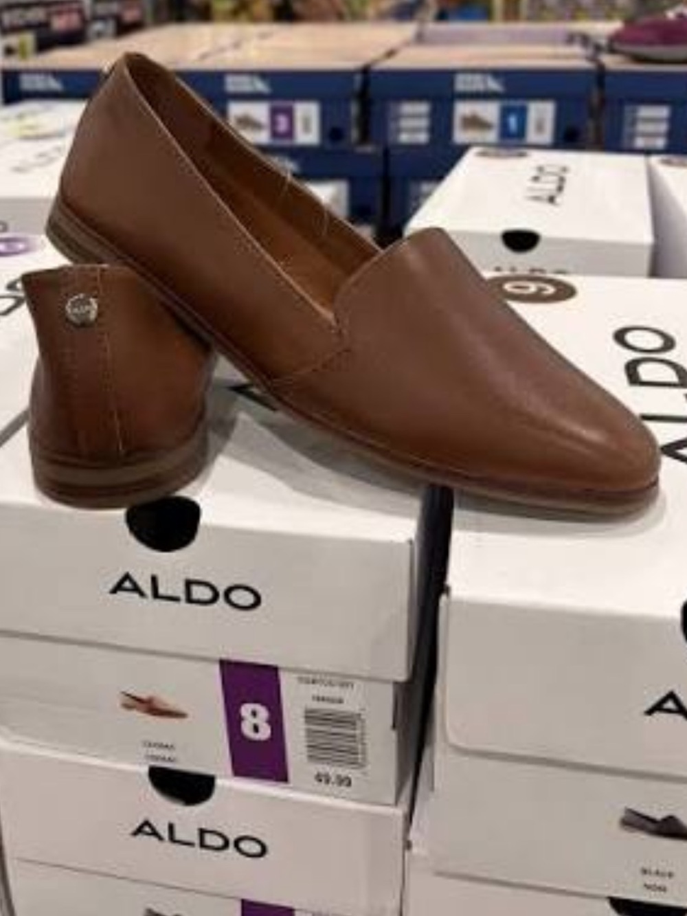 ALDO Ladies Tan Leather Slip-On Loafers NWT Size 8